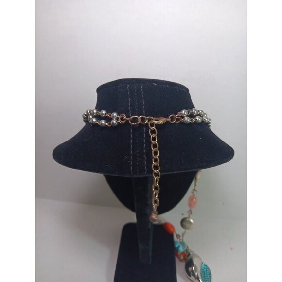 Statement Necklace Nautical Mermaid Gemstone Shell Fish Cruise Beachy Coastal - Picture 7 of 8